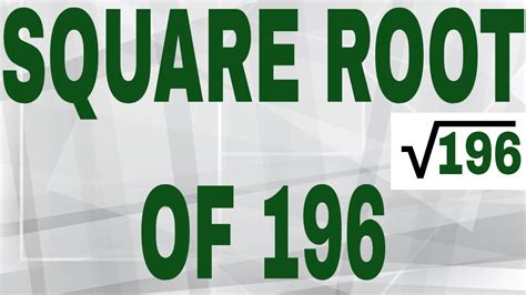 Learn how to find the square root of 196 by prime factorization, long division, and repeated subtraction methods. See the square root of 196 in radical and exponential …